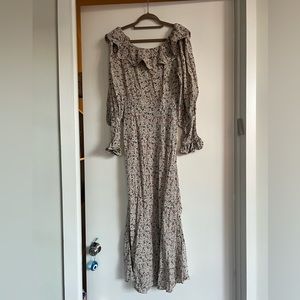 Doen Starlight long sleeve maxi dress cream Saint Claude paisley size L